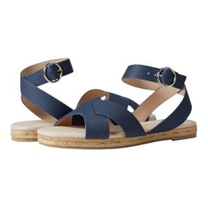 Jack Rogers Sloane Leather Ankle Strap Espadrilles Midnight Navy Sz 7 Worn Once